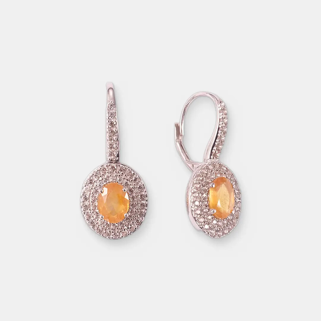 Серебряные серьги с желтыми сапфирами